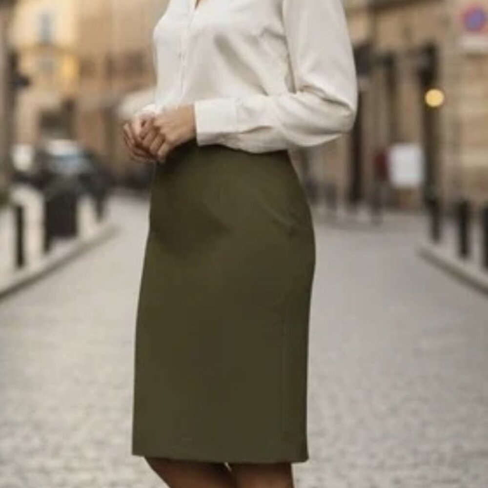J Crew‎ F. Green Wool blend pencil skirt